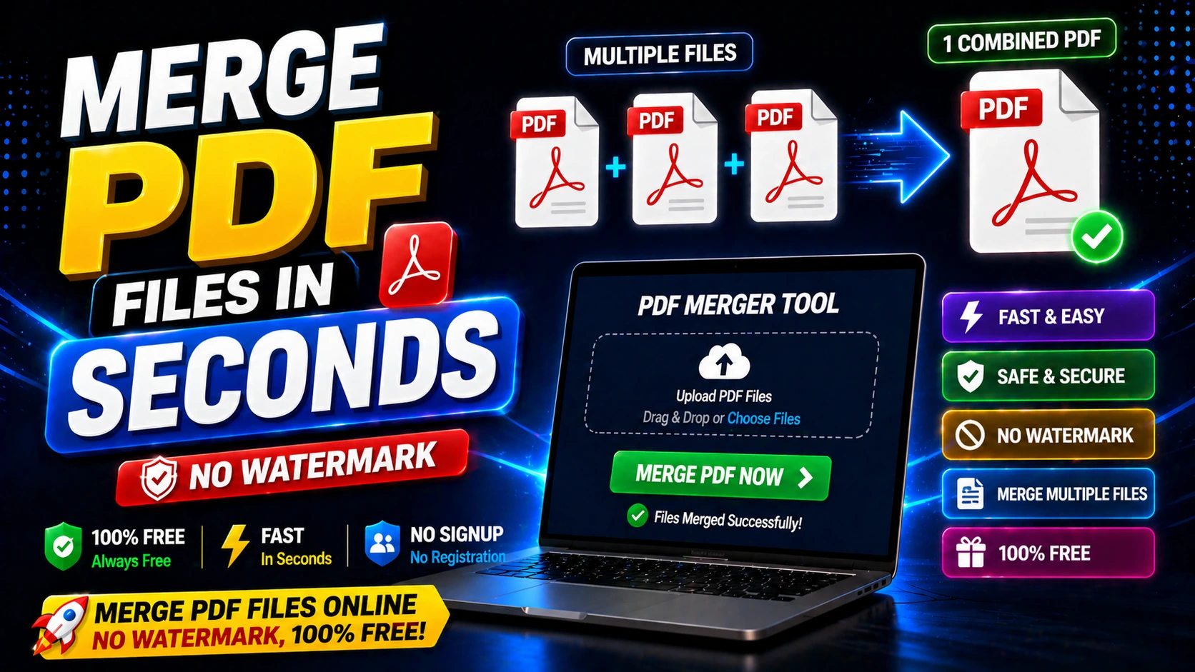 Merge PDF Files Online in Seconds (No Watermark, 100% Free)