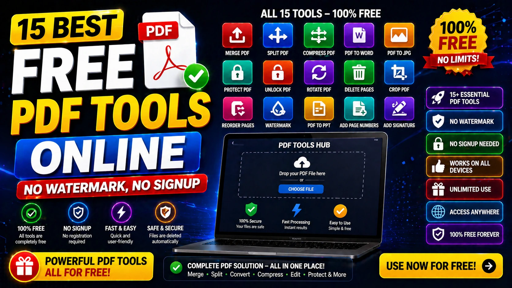 15 Best Free PDF Tools Online (No Watermark, No Signup)