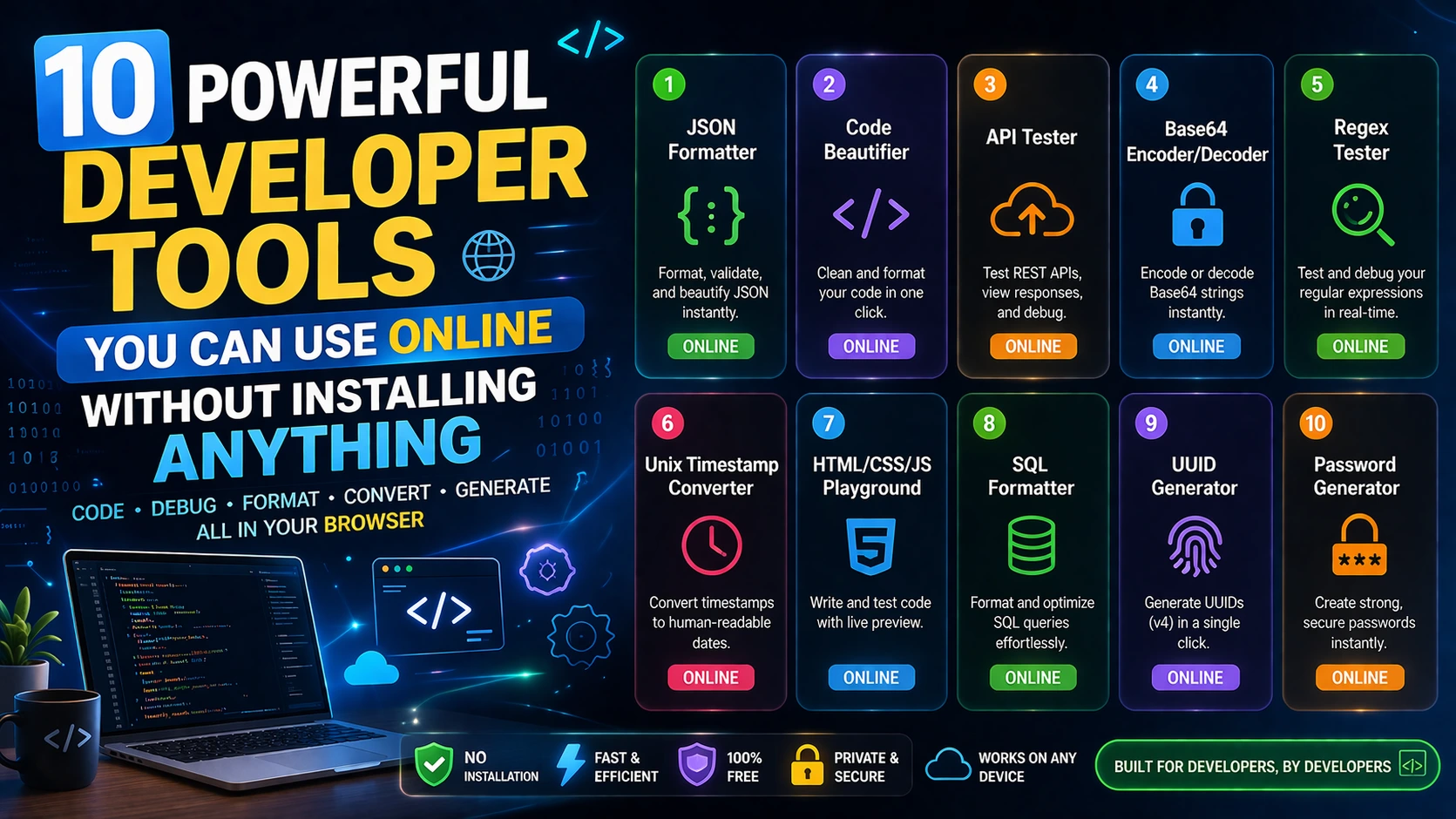 10 Powerful Developer Tools You Can Use Online Without Installing Anything