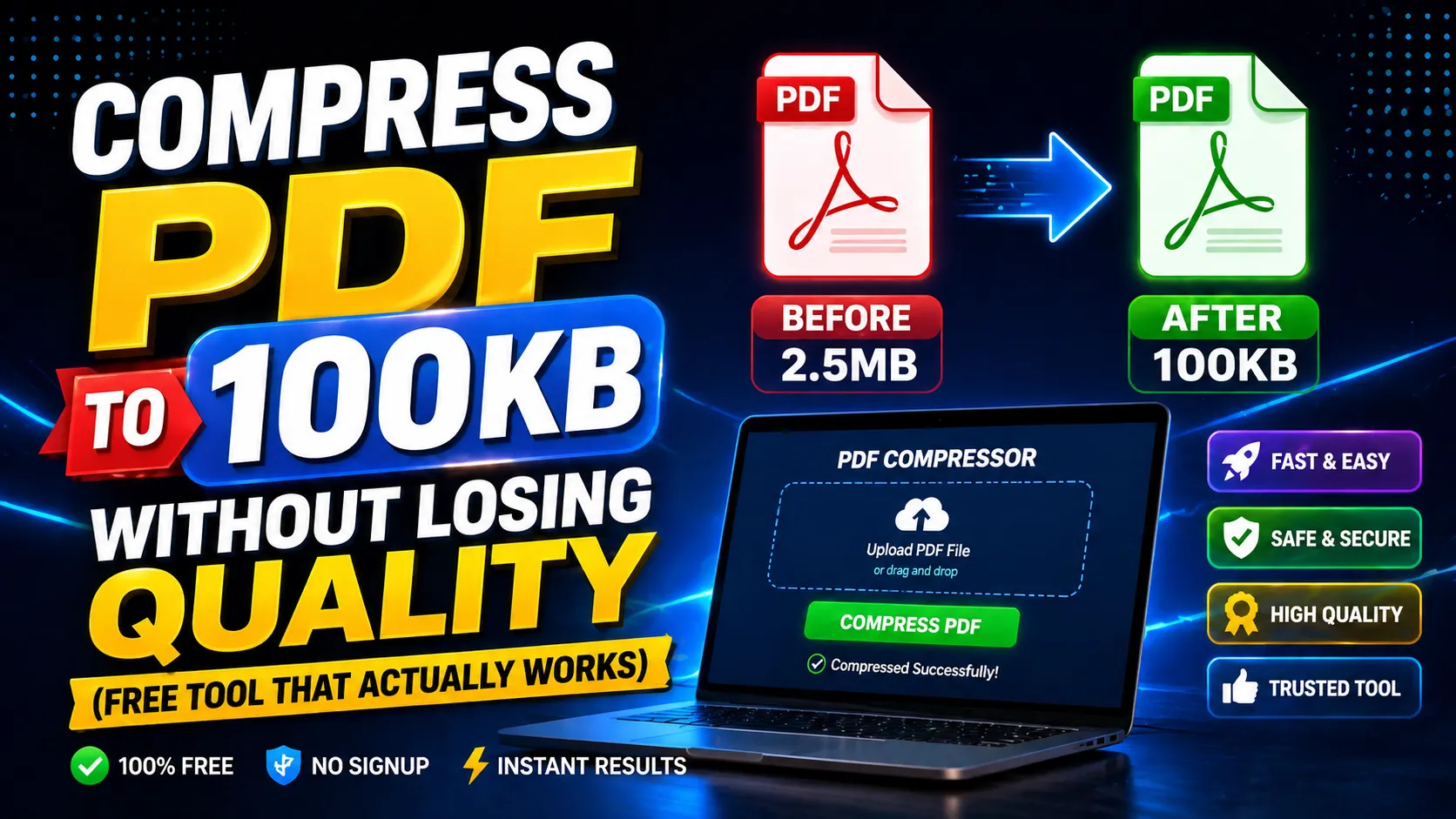 Compress PDF to 100KB Without Losing Quality (Free Tool That Actually Works)